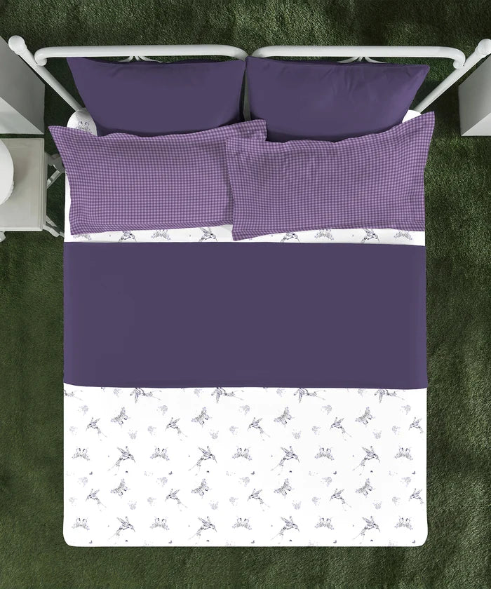 Aroma King Bedsheet Set, Lavender Heather|180 TC Cotton|2 Pillow Covers