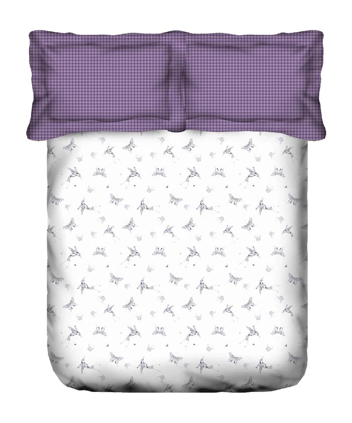 Aroma King Bedsheet Set, Lavender Heather|180 TC Cotton|2 Pillow Covers
