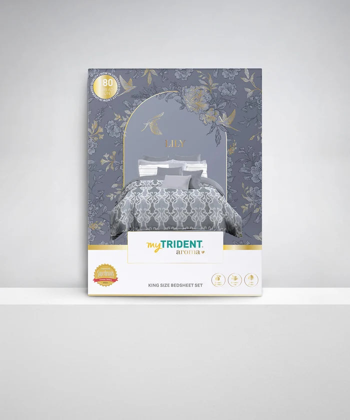 Aroma King Bedsheet Set, Lily Blush|180 TC Cotton|2 Pillow Covers