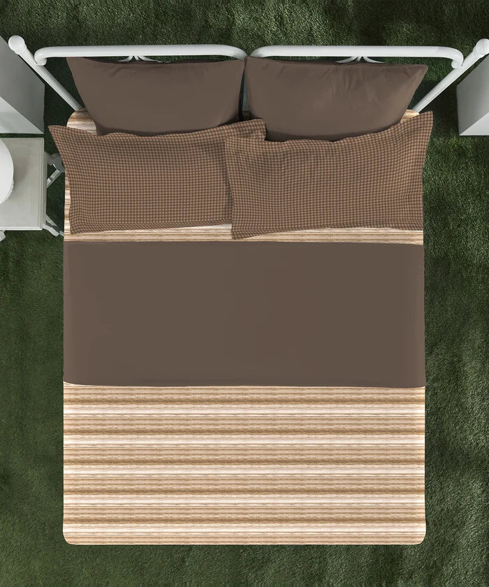 Aroma King Bedsheet Set, Sandalwood Ash|180 TC Cotton|2 Pillow Covers