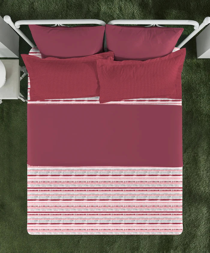 Aroma King Bedsheet Set,Strawberry The Edit|180 TC Cotton|2 Pillow Covers