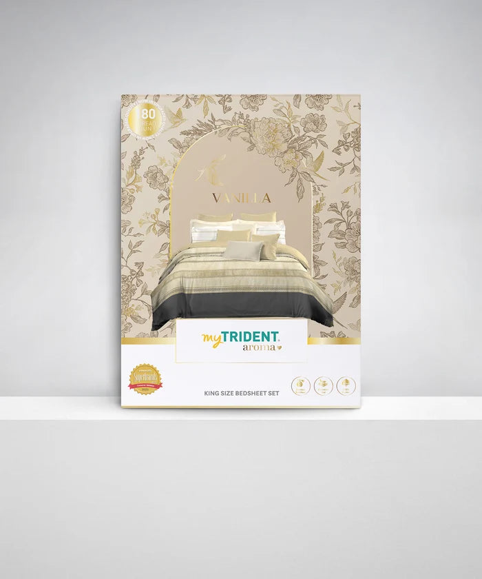 Aroma King Bedsheet Set,Vanilla Honey|180 TC Cotton|2 Pillow Covers