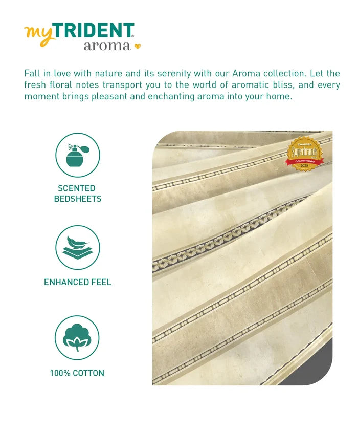 Aroma King Bedsheet Set,Vanilla Honey|180 TC Cotton|2 Pillow Covers