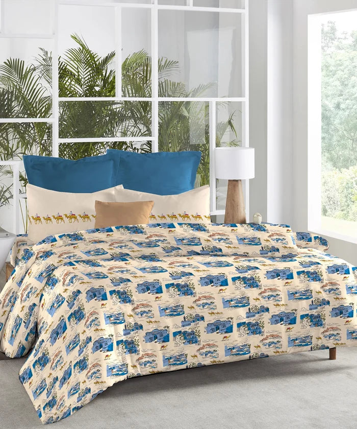 Atulaya Bharat King Bedsheet Set, Surya Nagri|144 TC Cotton|2 Pillow Covers
