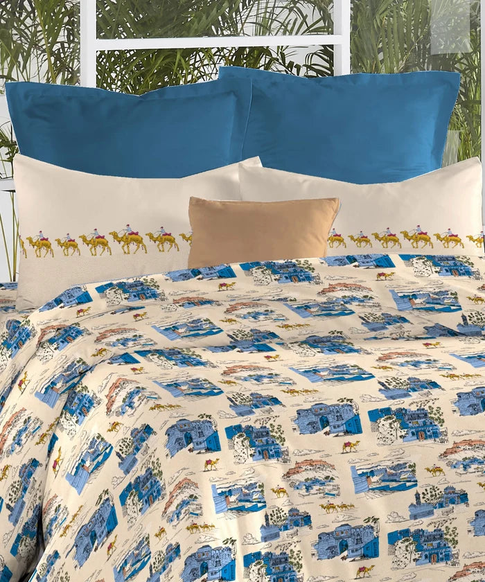 Atulaya Bharat King Bedsheet Set, Surya Nagri|144 TC Cotton|2 Pillow Covers