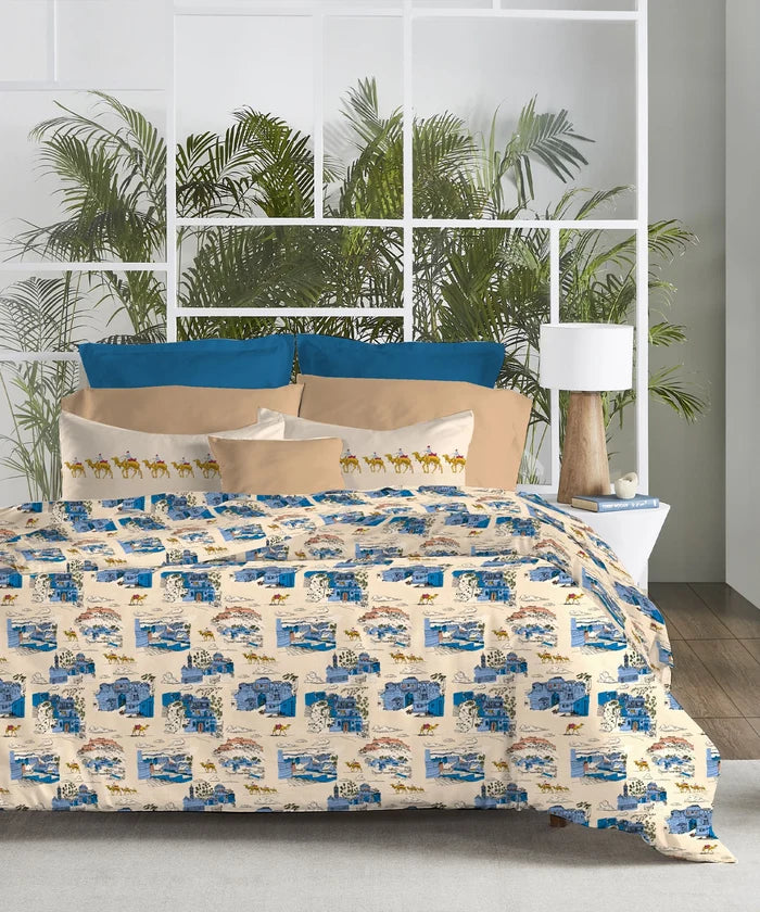 Atulaya Bharat King Bedsheet Set, Surya Nagri|144 TC Cotton|2 Pillow Covers