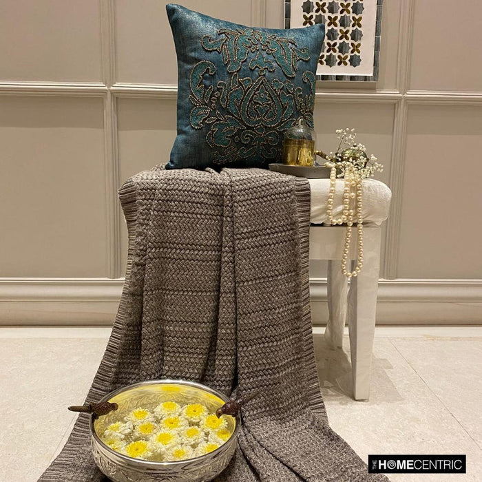 Aureate Teal - Teal Suede Throw Pillow Cover