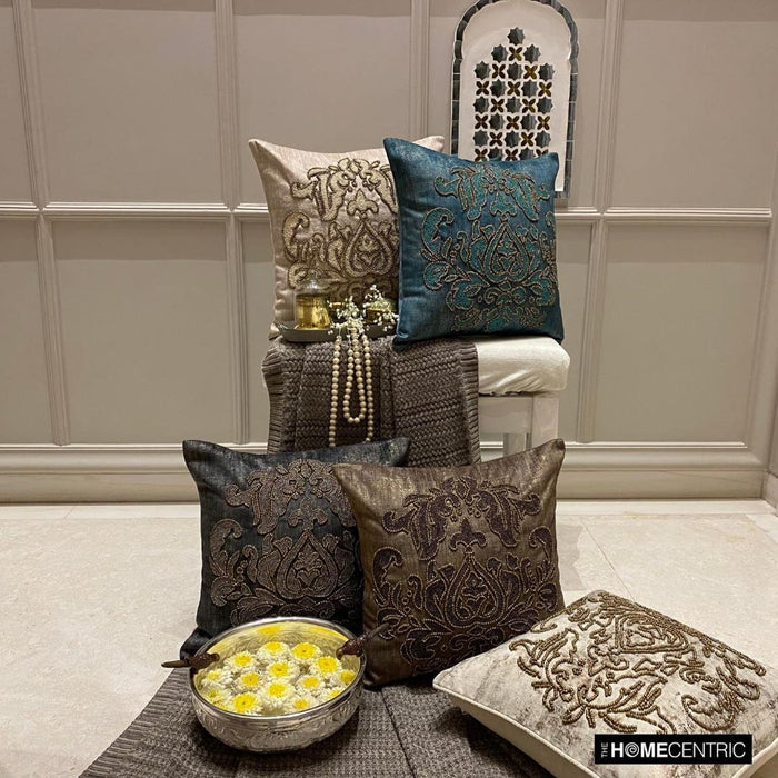 Aureate Teal - Teal Suede Throw Pillow Cover