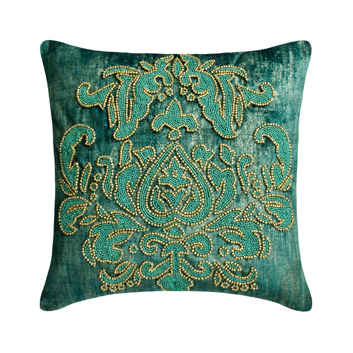 Aureate Teal - Teal Suede Throw Pillow Cover
