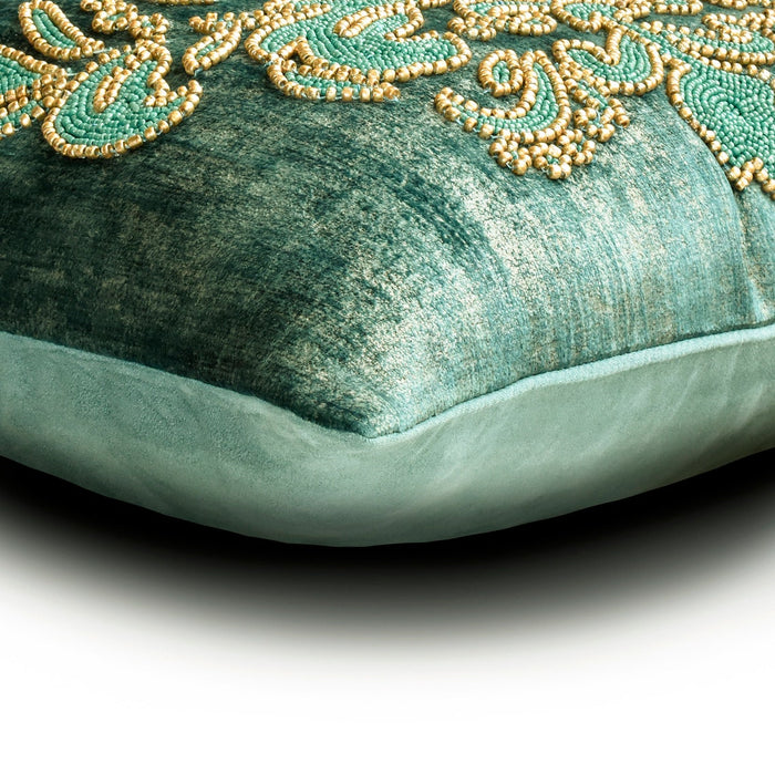 Aureate Teal - Teal Suede Throw Pillow Cover