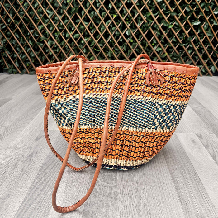Basket Handbag With Leather Handles - Anabila