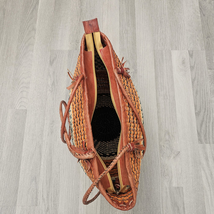 Basket Handbag With Leather Handles - Anabila