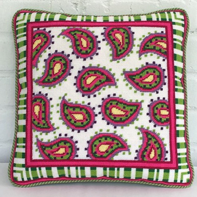 BB 0673 - Pillow - Pink & Green Paisley