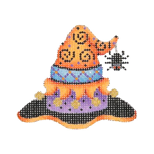 BB 1897 - Mini Witch Hat - Orange & Purple with Spider