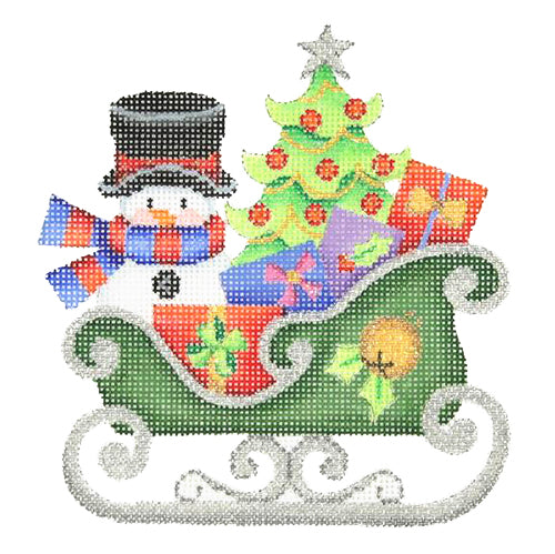 BB 2760 - Dark Green Sleigh - Snowman & Tree