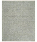Beige and Silver Custom Made Antique Style Distressed Finished Low Pile wool Area Rug - The Rug Decor