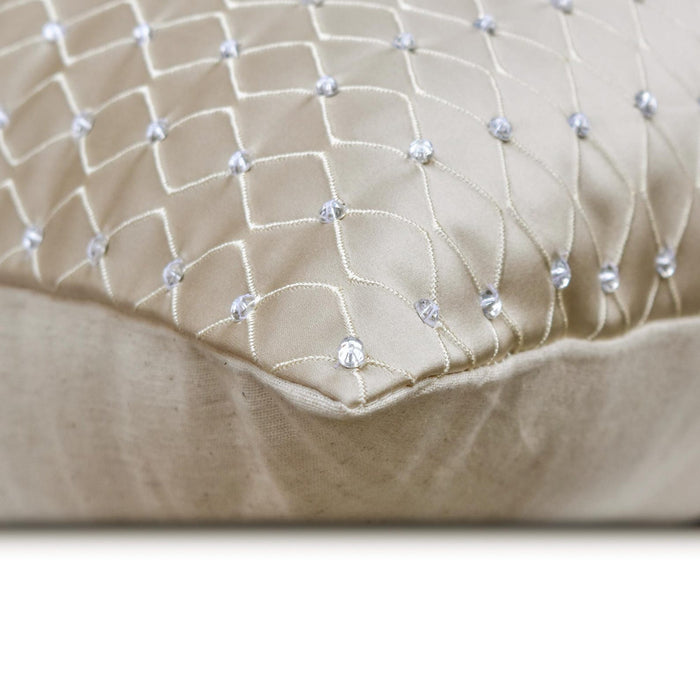 Beige Jacquard Throw Pillow Cover - Crystal Lattice