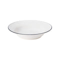 Beja White and Blue Stoneware Large Soup and Pasta Plate — overall form and detail