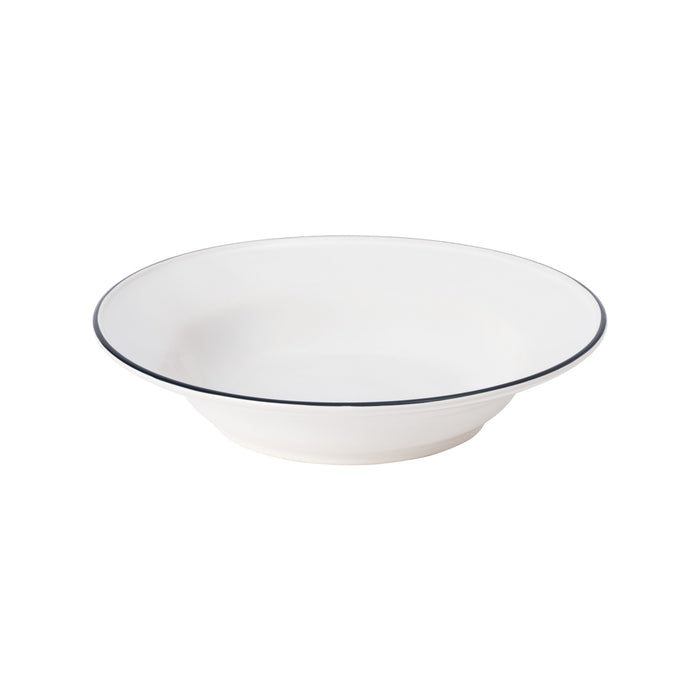Beja White and Blue Stoneware Large Soup and Pasta Plate — overall form and detail