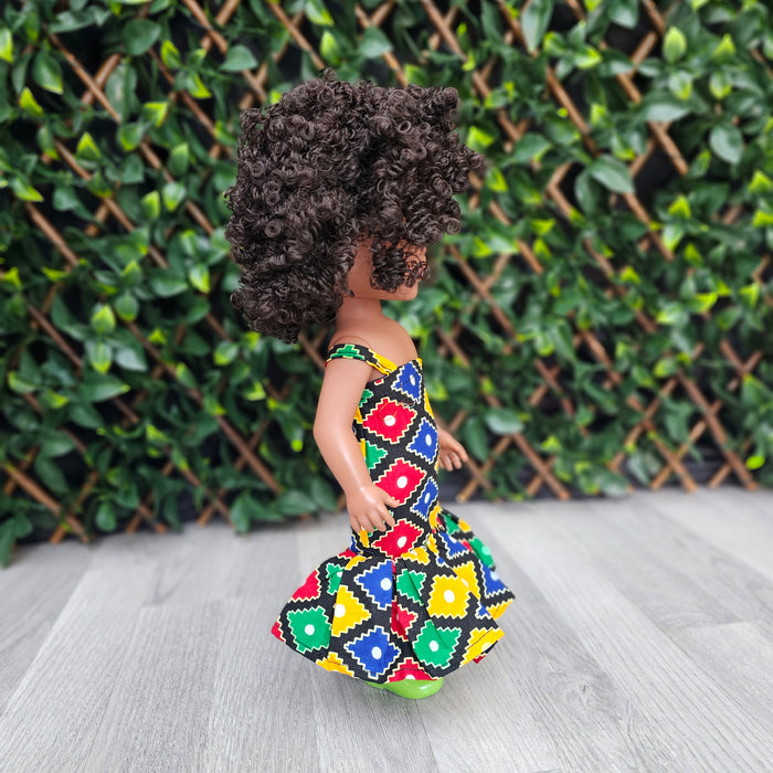 Black Doll - Afro Hair doll  - Afro Doll in Ankara Dress - Shahina - Rufina Designs