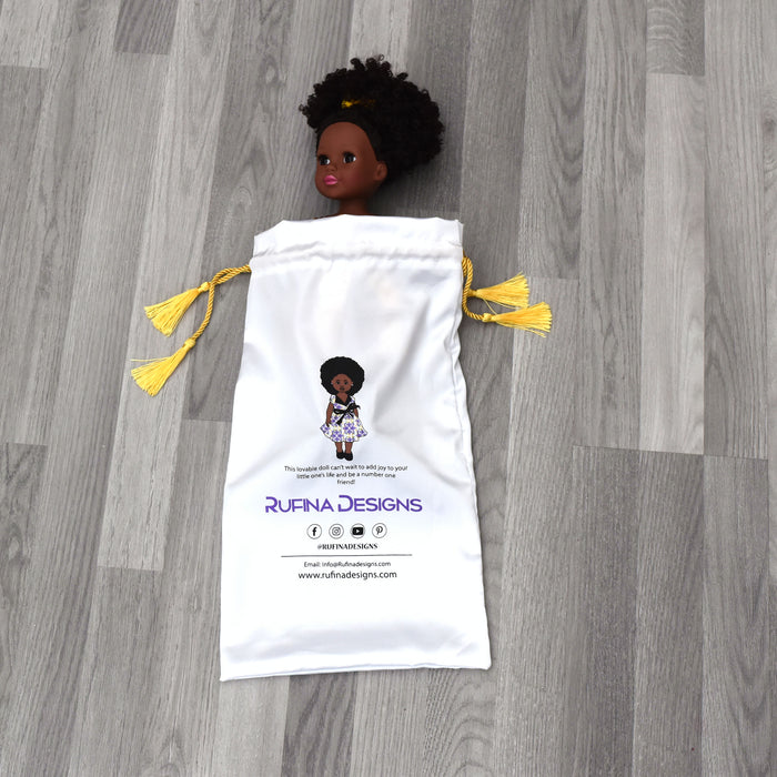 Black Doll - Afro Hair doll  - Afro Doll in Ankara Dress - Shahina - Rufina Designs