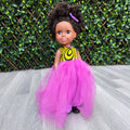 Black Doll - Afro Hair doll - Black Doll in African Print Dress - Yumna