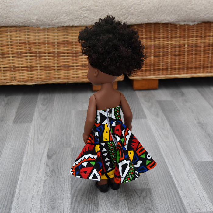 Black Doll - Afro Hair doll - Mix Race Doll - Afro Doll in Ankara Dress - Imani - Rufina Designs
