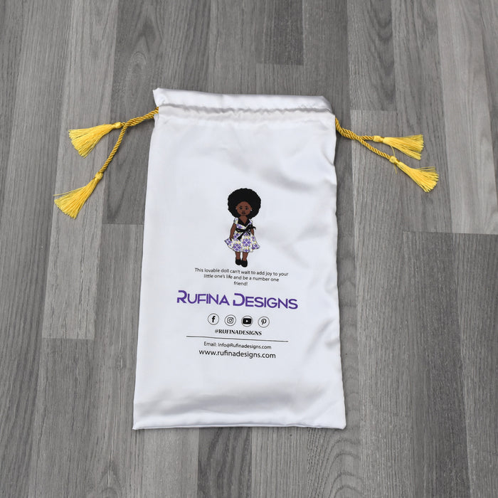 Black Doll - Mix Race Doll - Afro Hair Doll in Ankara Dress - Khadija - Rufina Designs