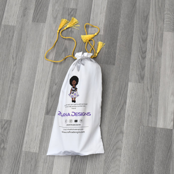 Black Doll - Mix Race Doll - Afro Hair Doll in Ankara Dress - Khadija - Rufina Designs