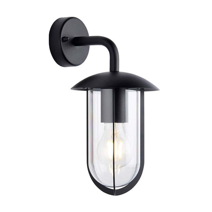 black external lantern wall light on a white background