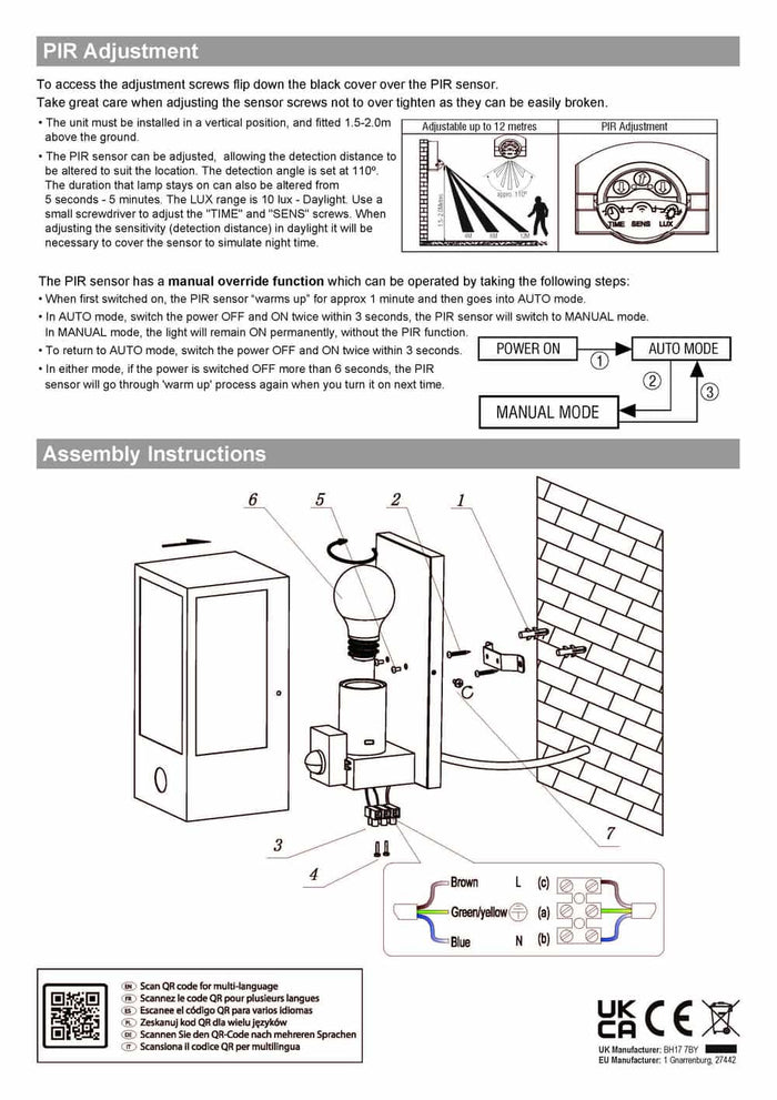 black outside sensor wall light installation guide