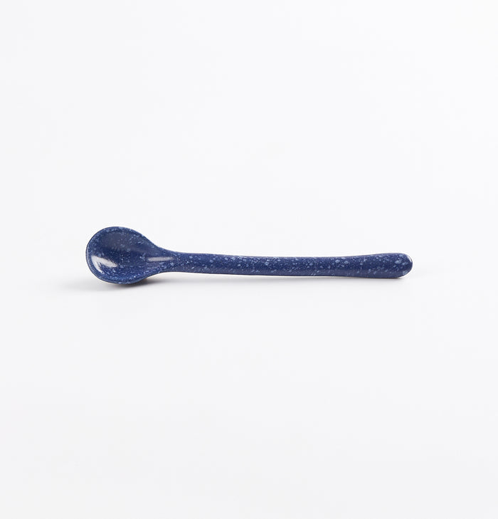 Blue and white spotty ceramic teaspoon by Palinopsia Ceramics