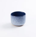 Palinopsia ceramic midnight blue and white blizzard handmade cup on white background