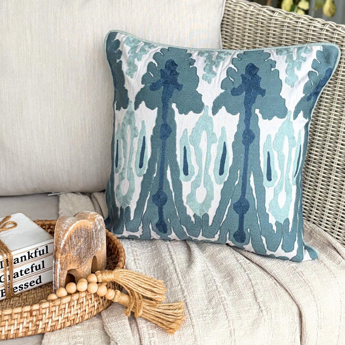Blue Cotton Throw Pillow Cover - Thread Trace