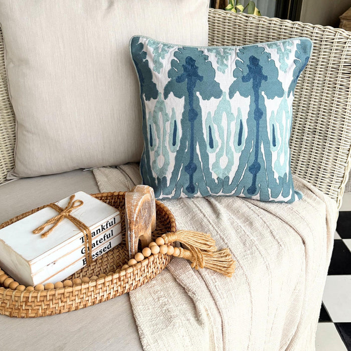Blue Cotton Throw Pillow Cover - Thread Trace