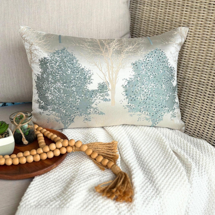 Blue Jacquard Lumbar Pillow Cover - Azure Frost