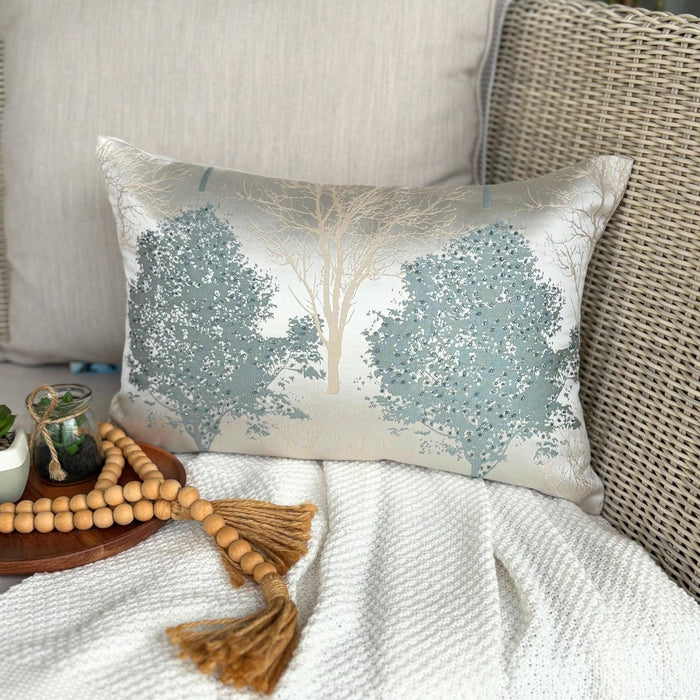 Blue Jacquard Lumbar Pillow Cover - Azure Frost
