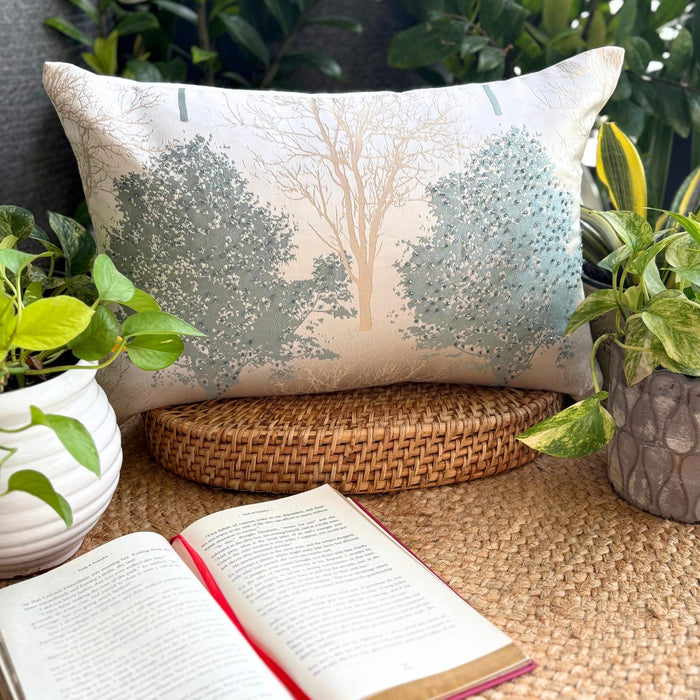 Blue Jacquard Lumbar Pillow Cover - Azure Frost