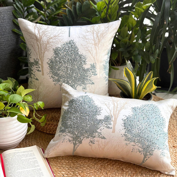 Blue Jacquard Lumbar Pillow Cover - Azure Frost