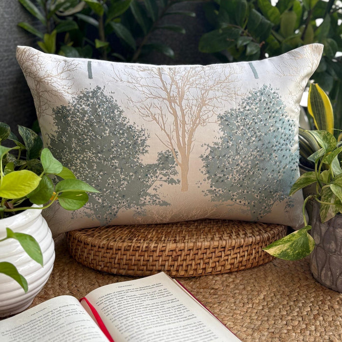 Blue Jacquard Lumbar Pillow Cover - Azure Frost