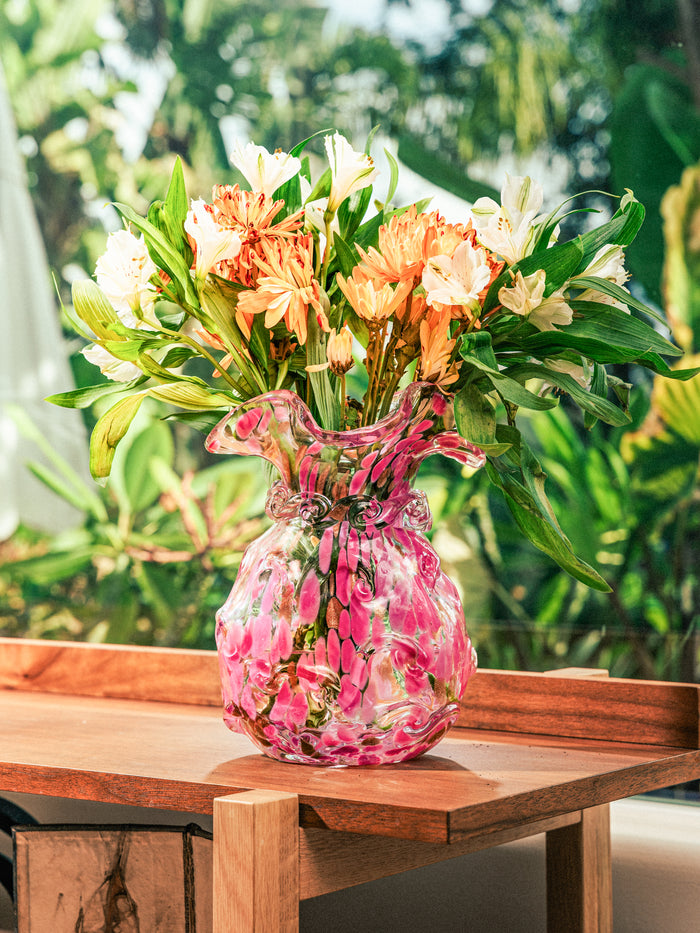 Blush Petal Glass Vase, Garland
