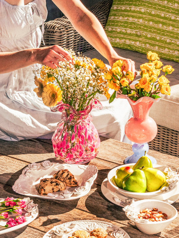 Blush Petal Glass Vase, Garland