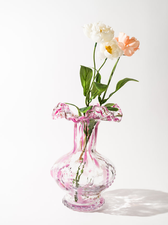 Blush Petal Glass Vase, Medium
