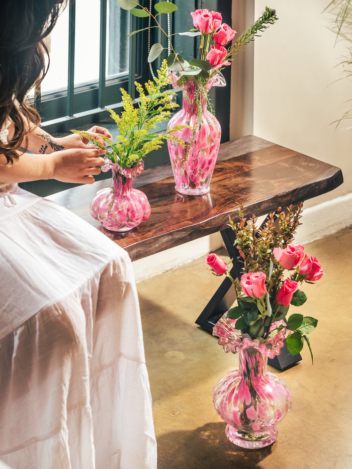 Blush Petal Glass Vase, Tall