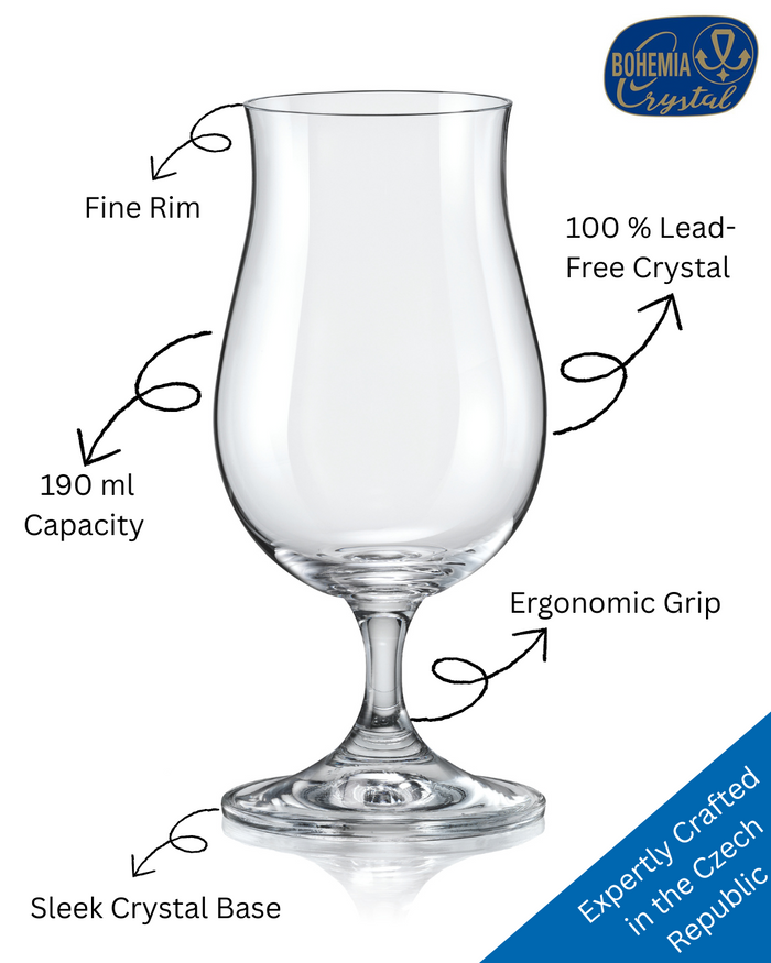 Bohemia Crystal Whiskey Taster Lead Free 190 ml Set of 6 Made in Czech Republic | Classic Tasting Glass and Nosing Copitas | Crystal Snifters Gift Sniffers for Sipping Neat Liquor | Elegant Desing