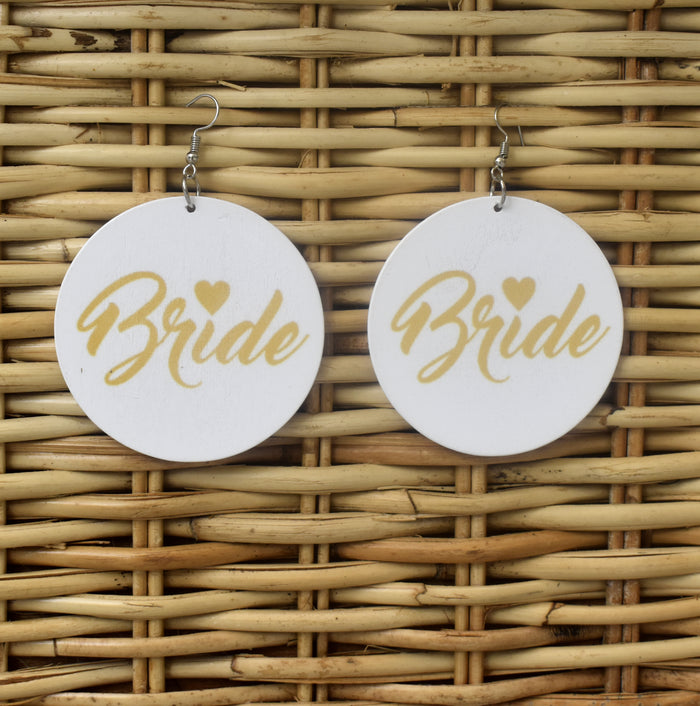 Bride Wooden Earring, earring - Rufina Designs