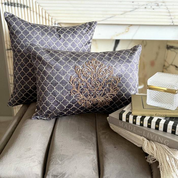 Brown Velvet Throw Pillow Cover - Nour Brown