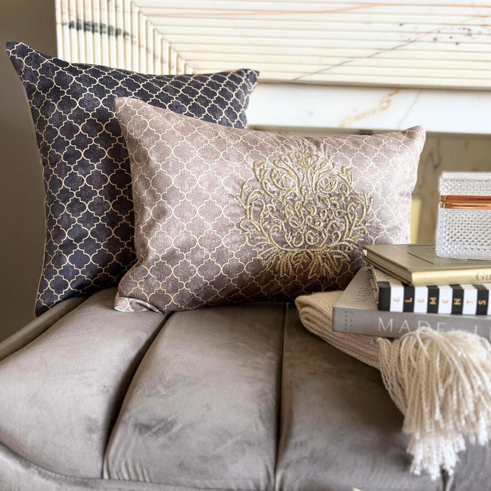 Brown Velvet Throw Pillow Cover - Nour Brown