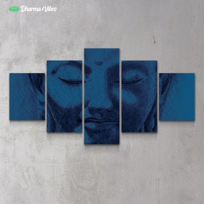 Buddha DRG Chrome - Blue by BuddhArt 5-Piece Canvas