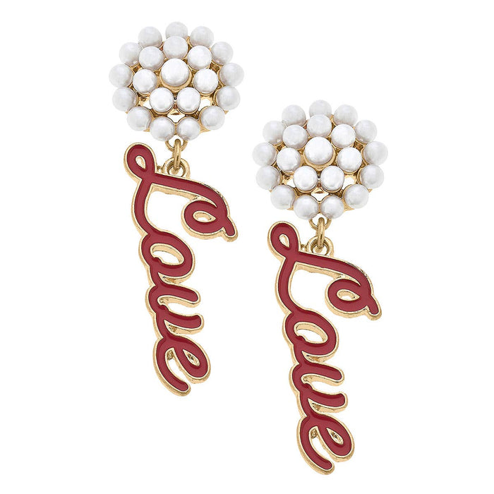 Canvas Style Love Enamel Earrings in Red